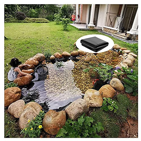 GEREP Fish Pond Preformed Liners Pond Liner HDPE Rubber Pond Liner Black Pond Liner for Small Ponds, Fish Ponds, Garden Fountain/Thickness: 0.3mm / 16×10m