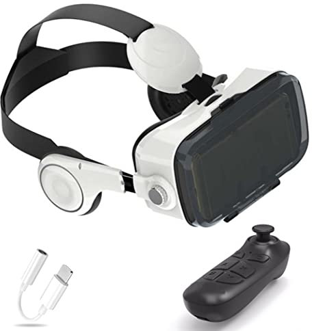 JYMYGS Gafas de Realidad Virtual, 3D VR Gafas con Controlador Bluetooth para Juegos Visión Panorámico VR Glasses para iPhone 13 Pro Max/13 Pro/13/12/11, para Samsung Galaxy S21, Huawei, Xiaomi