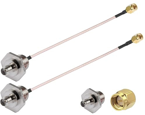 Vecys 2PCS SMA-Kabel SMA-Stecker auf SMA-Buchse Wasserdichte Box M12 6 /15CM RG316 HF-Koaxialkabel mit Geringem Verlust für Router-Antennen-Signalverstärker-Wireless-Adapter