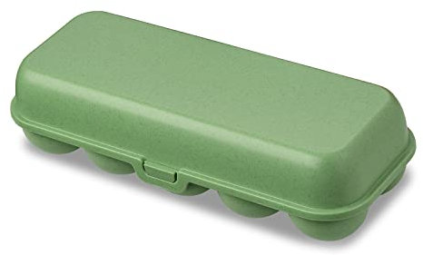 Koziol EGGS TO GO Eierbox, 10 Eier, Aufbewahrungsbox mit Clipverschluss, Eierbehälter für Kühlschrank, Eierkarton aus Kunststoff, Eieraufbewahrungsbox, Eierdose, Organizer (nature leaf green, 10 Eier)