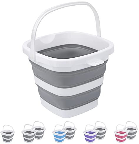 Craftend Cubo Plegable, 5 litros, Cubos pequeños de Limpieza para fregona para el hogar, al Aire Libre, bañera de plástico Plegable, portátil, Camping, Playa, Arena, Agua, Cubo Cuadrado para Ahorrar