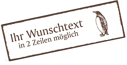 Türschild Pinguin Königspinguin Namensschild personalisiert mit Gravur- 150mm x 50mm - selbstklebend