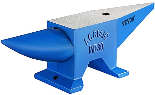 VEVOR Steel Anvil with Round Horn and Hardy Hole - Blacksmith Metalworking Tool - 30KG/66.1LBS