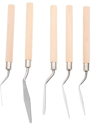 Toyvian 5piezas Espátulas para Pintura con Mango De Madera Raspadores para Mezclar Pigmentos Herramientas Profesionales para Mezcla y Recorte De Pintura Al Óleo Arte
