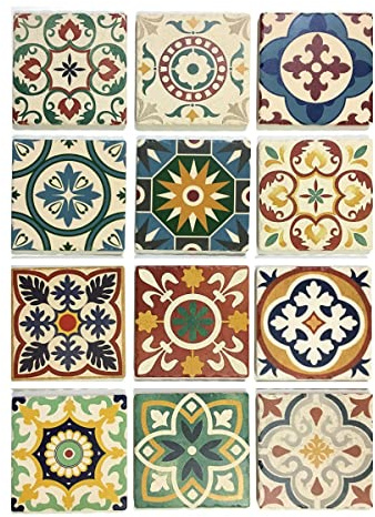 ROCKING GIFTS Set di X12 Colorati sottobicchieri Idraulici in Ceramica Quadrati, Elegante sottobicchiere Decorativo, Accessorio da Cucina, per Bicchieri, Vino, Birra, caffè e tè, 11 Cm