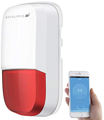 VisorTech WLAN Sirene außen: WLAN-Outdoor-Sirene mit Blinklicht und 95 dB, IP54, Versandrückläufer (Netzwerk, Alexa, Alexa)