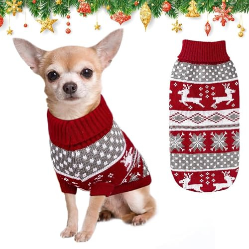 Kiiwah Hundepullover Katzenpullover Weihnachten, Hundepullover Kleine Hunde, Weihnachtspullover Hund, Hundepulli Pullover für Katze Hund Winter Warm (XL)