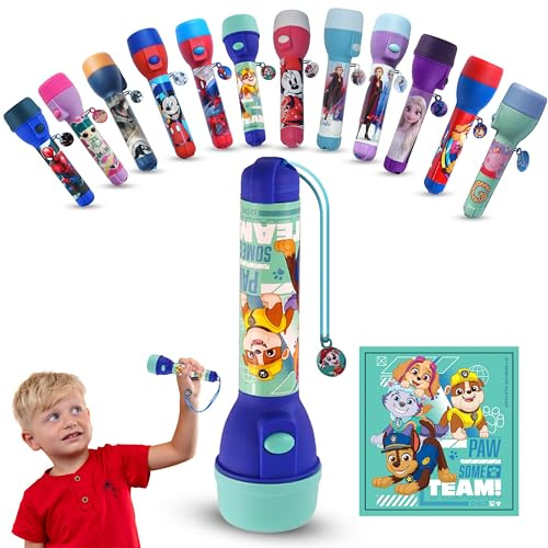 Patrulla de la pata Antorcha Roja Luz de flash LED para niños Antorcha Linterna LED Batería Correa de transporte Juguete de noche brillante Antorcha grande infantil - 16cm
