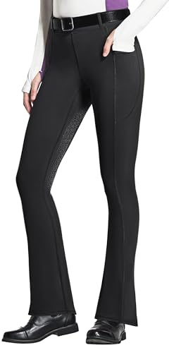 FitsT4 Sports Women's Full Seat Horse Riding Pants Bootcut Riding Tights with Pockets Equestrian Breeches for Women Black M