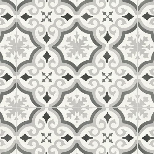 VINYL FLOORING UK White Grey Morrocon Effect Anti-Slip Vinyl Flooring for LivingRoom, Hallways, Kitchen, 2.8mm Thick Cushion Backed Vinyl Sheet, Waterproof Lino Flooring-1m(3'3) X 2m(6'6)-2m²