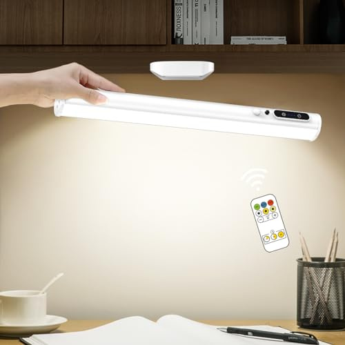 Hapfish Lichtleiste Akku mit Bewegungsmelder, Unterbauleuchte Küche LED Batterie Kabellos mit Magnet Fernbedienung, Lampe Dimmbar Aufladbar, Batteriebetrieben Schrankbeleuchtung für Wand Spiegel