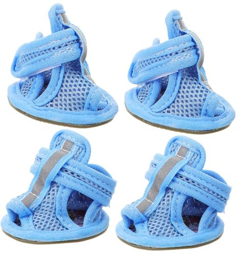 BESPORTBLE 12stücke Atmungsaktive Hundeschuhe Sommerliche Mesh-Sandalen Für Kleine Große Hunde Für Heiße Und Empfindliche Pfoten Blau