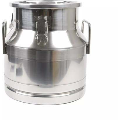 Il latte grande può 201 in acciaio inox Latte può essere con guarnizione in silicone e coperchio, contenitore domestico e commerciale per latte, vino, acqua, olio di cibo (argento, 20L)