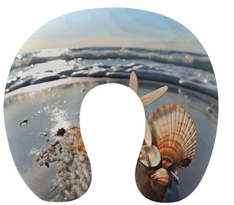 MNBVKL Kissen, Muscheln am Strand, bedruckte Kissen, Reisekissen, U-förmige Kissen, Universalkissen, Reisekissen
