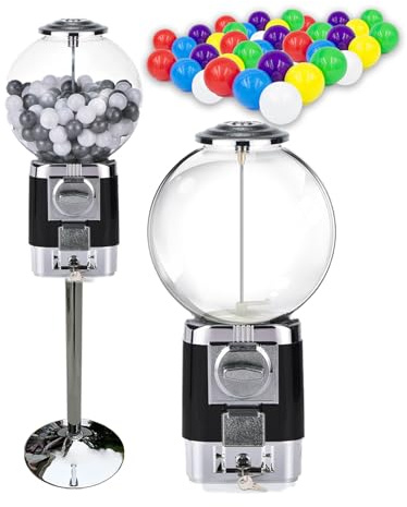 pedenencelia Coffee Pod Gumball Machine,With Metal Stand&20 Colored Ball Shells Capsule Vending Machines,Commercial Coin Gumball Machine,Can Hold 240 Capsules-3.2cm,Used In Stores,At Home,black