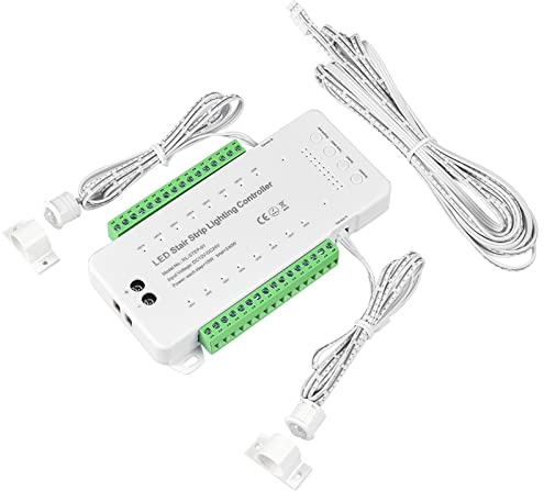 Inscrip LED Treppenbeleuchtung Set Controller, 16CH / 28 CH/Dynamische LED Streifen Licht Treppenbeleuchtung Controller, PIR Bewegungssensor Kit (16CH RL-STEP-01)