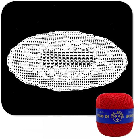 Rot Hakeldeckchen Oval aus Baumwolle 35x19 cm (54FLT) - Made in Italy