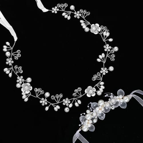 Oruola 2 stycken hårsmycken nattvard flickor, blomkrans, hårband, blomsterflicka, hårdekoration, vintage, huvudbonad, bröllop, romantisk pärla, kristall, bröllop, hårband med strass