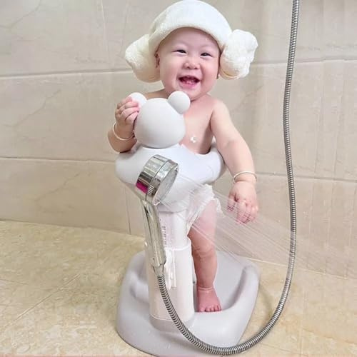 BAAQII Babyständer, Badewanne, rutschfeste Unterseite, Duschständer, Baby-Badestütze, verstellbarer Badesitz für Kinder, Baby-Spülung, Dusche, Hinterwanne, Kleinkind (grau)