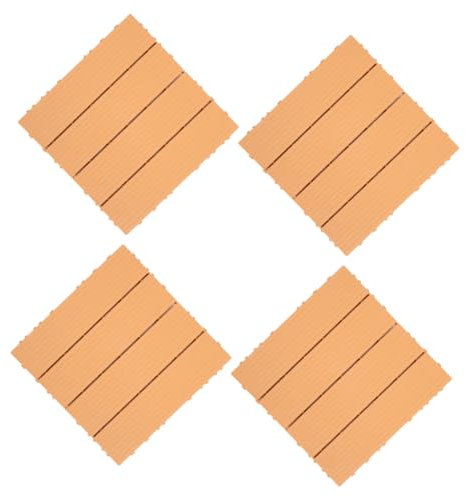 NUOBESTY 4stücke Teiliges Outdoor Balkon Fliesen Wetterfeste Kunststoffpaneele Rutschfeste Terrasse Bodenbelag Robuste Deckplatten in Holzoptik