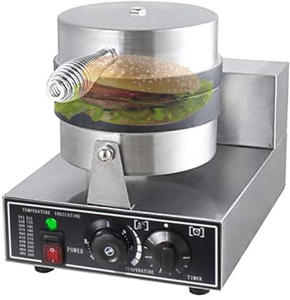 Pressa per hamburger, macchina elettrica per hamburger, 1200 W, antiaderente, controllo della temperatura 50-300 °C, riscaldamento su entrambi i lati, timer da 5 minuti, macchina per waffle