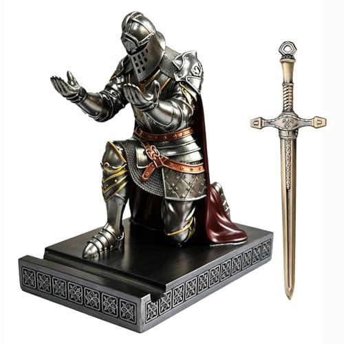 HDMbigmi King's Guard Leader Cloak Warrior Knight Stifthalter Handyständer, Ornament Ritter Statue, Stiftständer Briefbeschwerer für Büro und Zuhause (Eisen)