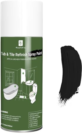 450ml Black Spray Tub and tile Paint,Bathroom Wallpaper,Bathtub and Tile Spray Ceramic Glass Window Privacy,Electrical appliances,ceramic flowerpot Paint, Kitchen countertop Tile Refinishing Kit, for Porcelain Fiberglass Ceramics, DIY Countertop Paint Kit,for the ceramic, porcelain or fiberglass