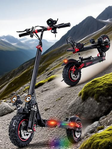 PLAYBIK 11 Patinete Eléctrico Adulto Todo Terreno Scooter - Autonomía de 34 Millas, 48V 18AH Batería Grande,Doble Suspensión & Doble Freno, Altura Ajustable, Regalo Navideño para Jóvenes