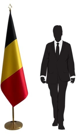 Drapeau Belgique avec pied et mât – Affichage officiel pour bureaux, ambassades, réunions et événements diplomatiques. Code CN7-BE-L