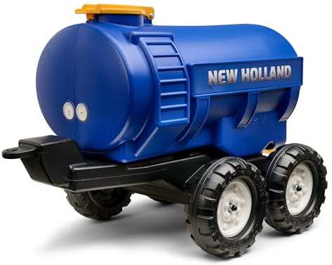 Falk New Holland Tanksläp för barn med kran | 30 l vattentank | Leksakshängare kompatibel med räddningstraktor och grävmaskin | från 3 år.