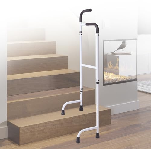 Treppensteighilfe aus Aluminium, Verstellbare Höhe 76 cm-117 cm für Gehhilfe Senioren Erwachsene, Treppenhebehilfe Aluminium Passend Die Meisten Standardstufen, Tragfähigkeit 136 KG