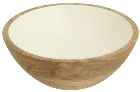Atmosphera - Ensaladera inaya d19cm blanco cálido y madera de mango