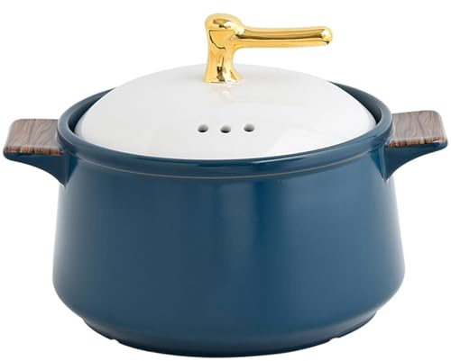 Keramisk gryta, Små kopparkastruller, blå gryta med lock(4.5L/4.1Quarts)