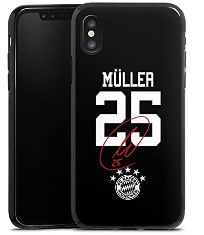 Silikon Hülle kompatibel mit Apple iPhone X Case schwarz Handyhülle FC Bayern München FCB Thomas Müller