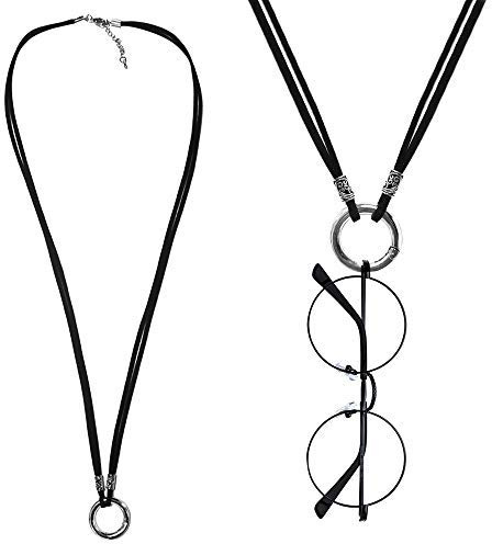 TERAISE Collier De Lunettes De Mode Classique Bague En Métal Lunettes De Soleil Collier Porte-Lunettes Contient Des Lunettes En Tissu