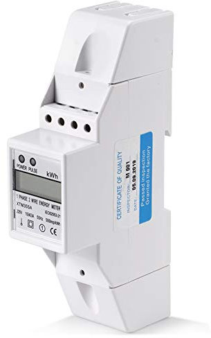 Medidor de Energía Monofásico con Riel DIN - Contador Eléctrico de kWh para Monitoreo de Uso de Electricidad en Hogar, Apartamento y Oficina