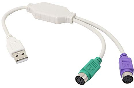 GELRHONR PS/2 to USB Cable - Active USB to Dual PS/2 Adapter Keyboard Mouse Converter for The Keyboard PS2 (White)
