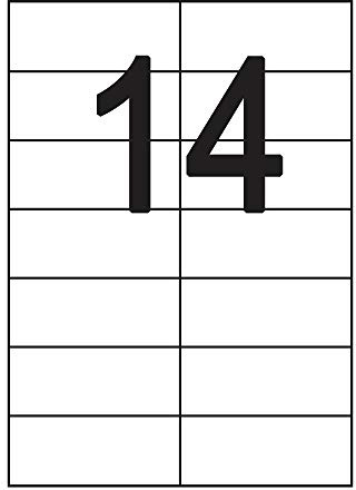 100 Blatt Etiketten Selbstklebend 105,0 x 42,3 mm 1400 Stück DIN A4 Weiß Etiketten Label permanent haftend - 14 Stück pro Blatt