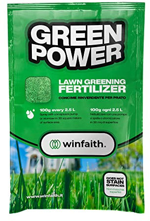 Winfaith Concime Per Prato Granulare Rinverdente Antimuschio a Base di Ferro EDTA e Manganese EDTA 100g - Non Macchia Superfici - Made in Europe - Prato Ingiallito Tappeti Erbosi