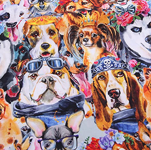 Egurs 45 * 110cm Baumwollstoff Meterware Süßes Tier Muster Kinder Baumwolltuch Hund | Weicher Stoff, Niedlichen Motiven, Angenehmer Haptik, Einfach zu verarbeiten für Handarbeiten und Nähprojekte
