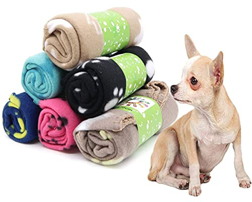 Coocnh 6 Pcs Pet Blanket Cushion Dog Cat Soft Warm Blankets Puppy Washable Sleep Mat Pad Bed Cover With Paw Print(60 x 70cm/23.6 x 27.6 inch, Multicolor)