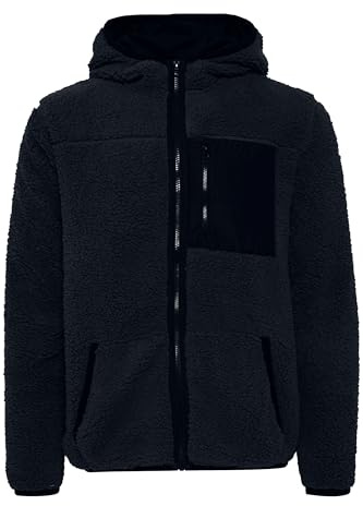 ! Solid SDLuka fleecejacka för män, övergångsjacka, fleecejacka med teddypäls med huva, normal passform, Insignia blå (194010), XXL