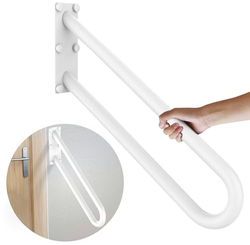 20 inch Stainless Steel Handrail for 1-3 Steps- 1.25 Tube, ZUEXT U Shaped Oil Rubbed White Safety Grab Bar for Stairs, Wall Mounted Hand Railing for Outdoor Garage Entry Interior Exterior Stairway