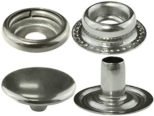 AERZETIX - C56690 - Satz von 10 Druckknöpfe Ø15 mm - knopf hohlnieten 4 stück für jeans lederwaren - aus stahl - farbe silber - leder sattlerwaren sattlerei kurzwaren kleidung handwerk