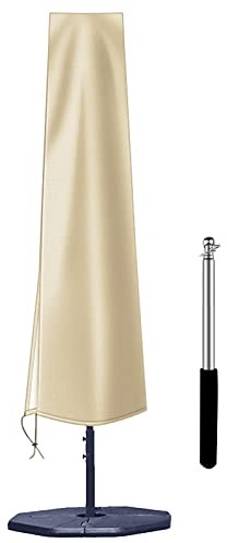 OKPOW Umbrella Cover 420D Oxford Fabric Patio Umbrella Covers Waterproof with Zip, for 9ft to 12ft Garden Outdoor Umbrella (Beige)