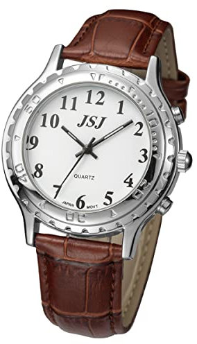 VISIONU Deutsch Sprechende Armbanduhr mit Weckerunktion, Ansage von Uhrzeit und Datum, Weiß- Ziffernblatt