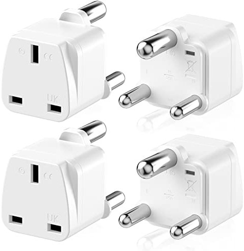 Uk to South Africa Plug Adapter, South Africa Travel Plug Adapter 4 Pack, PABANCE 3-Pin Uk to South Africa Plug Adapter (Type M) with Ground Protection, for South Africa/Sri Lanka etc