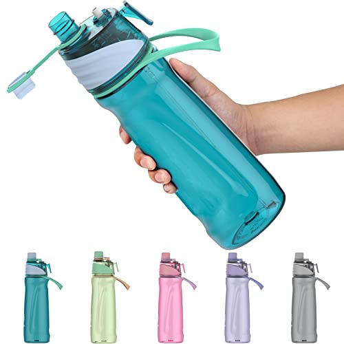 Healter 950ml Spray Water Bottles for Kids Water Bottle with Spray Mist Leakproof Misting Drinking Bottle for Cycling Hiking Climbing Outdoor Sport Hydration Cooling(Blue)
