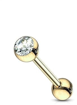 Piercing Langue ZIAN Doré Or Acier Chirurgical Inoxydable Anti Allergique Barbell LOVEPIERCING