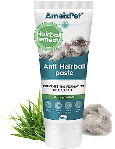 Ameizpet Malta para Gatos Bolas De Pelo, Pasta con Malta - Taurina para Mascotas - Antibolas de Pelo para Gatos de Interior con Taurina y Hierba, 100g (3.52 Oz)